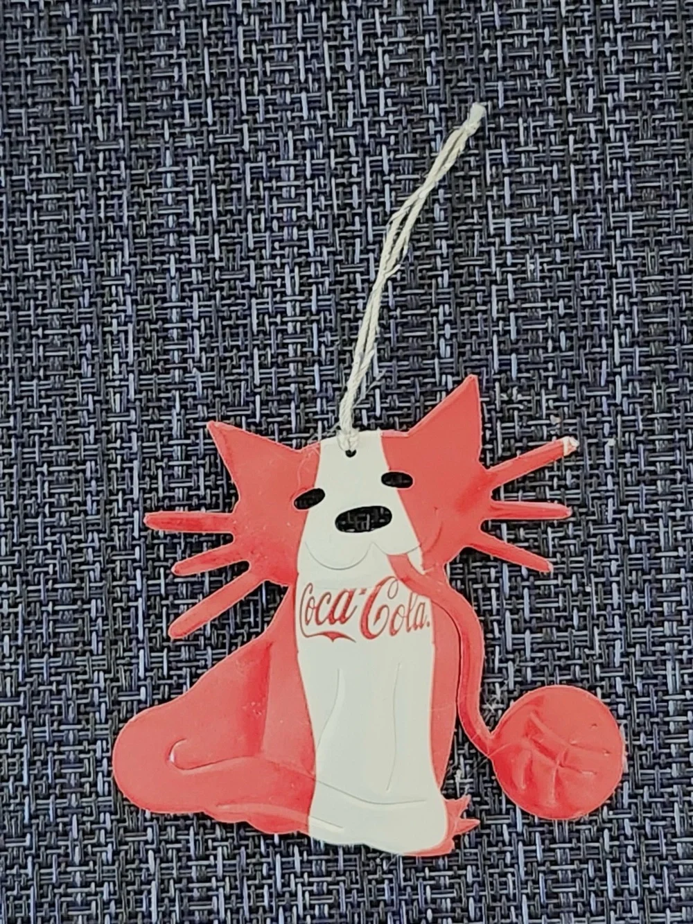Vintage Coca-Cola Upcycled Soda Can Cat Ornament - Handmade Recycled Aluminum